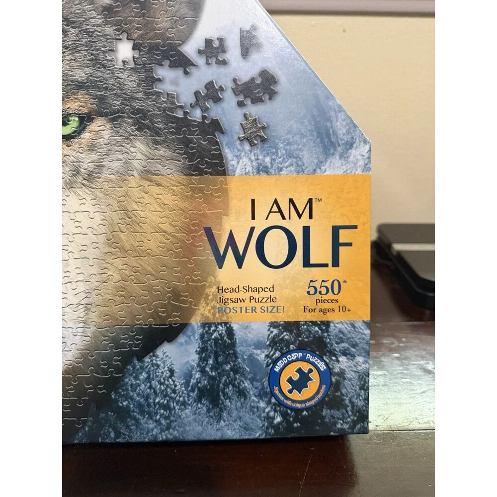 I Am Wolf Head-Shaped Jigsaw Puzzle - Complete 550 Pieces